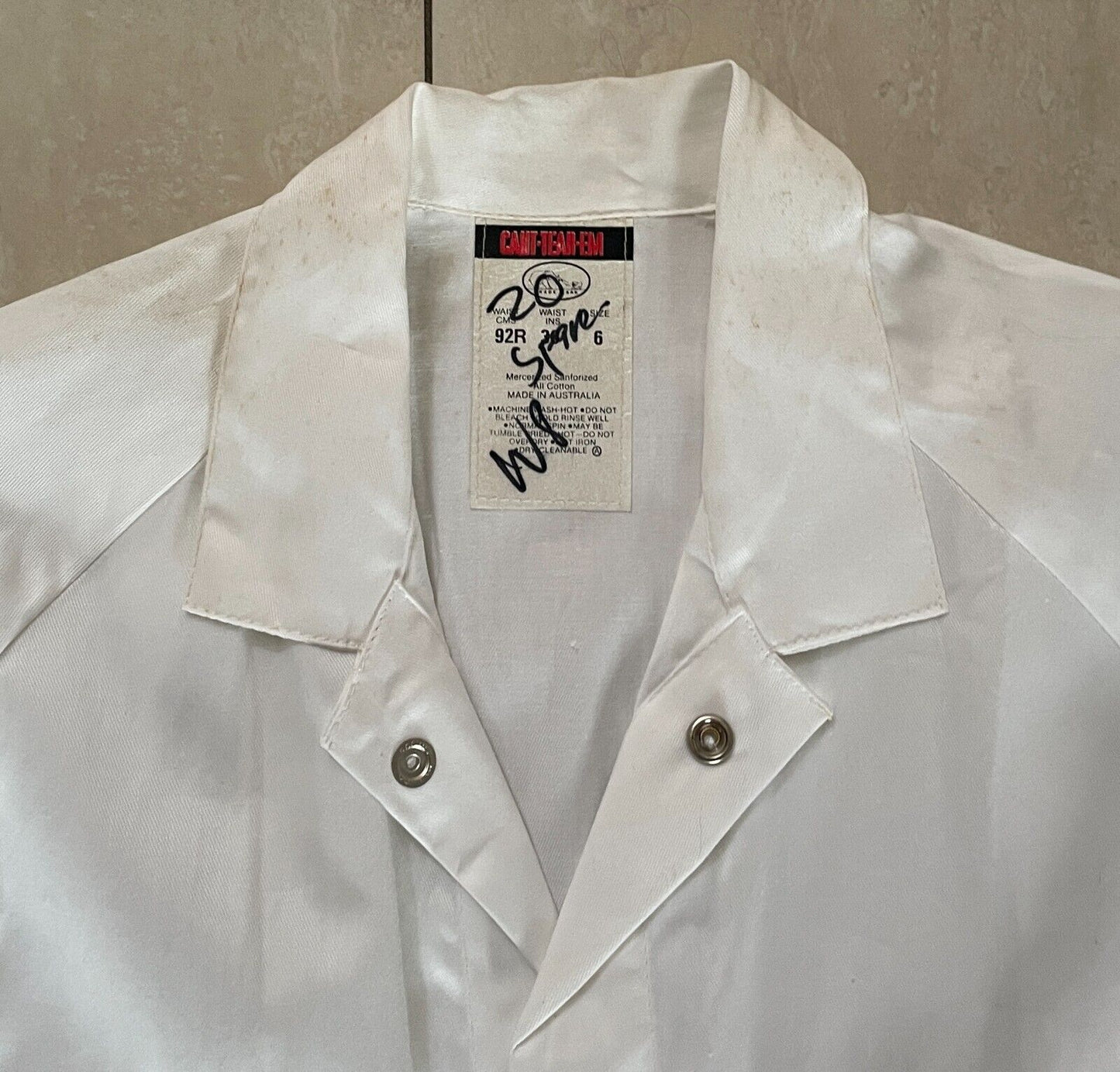 Vintage Overalls CANT-TEAR-EM White Light Duty Cotton Drill Size 6 92R Waist