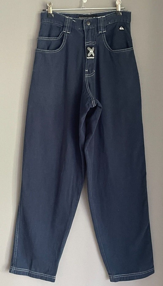QUIKSILVER Pants Navy Full Length Cotton Carpenter Mens 26" 66cm Waist Trousers