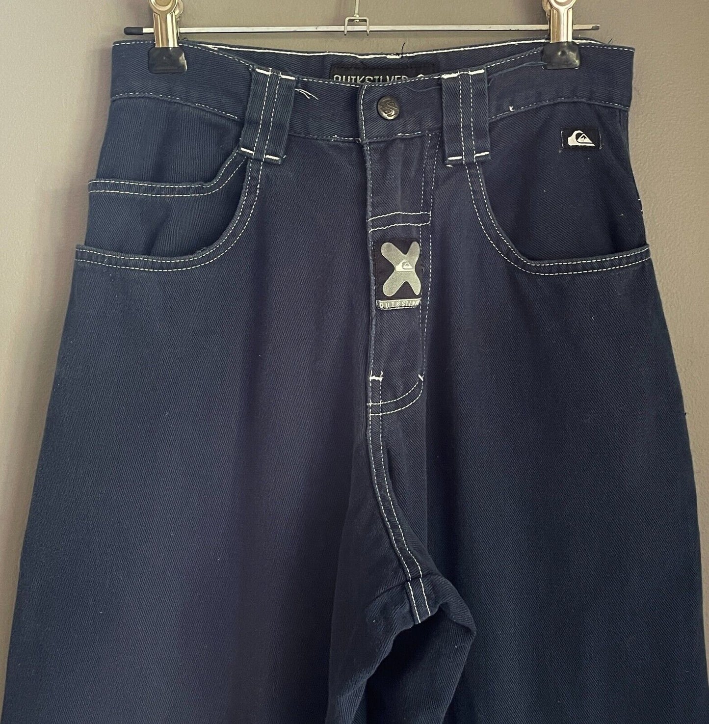 QUIKSILVER Pants Navy Full Length Cotton Carpenter Mens 26" 66cm Waist Trousers