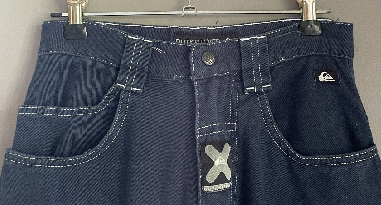 QUIKSILVER Pants Navy Full Length Cotton Carpenter Mens 26" 66cm Waist Trousers