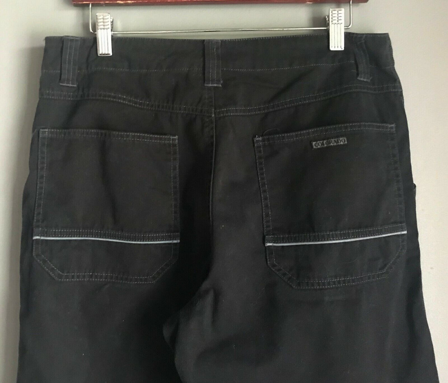 Mens Chinos COLORADO Pants Black Straight Leg Trousers Size W 32 82cm Trousers