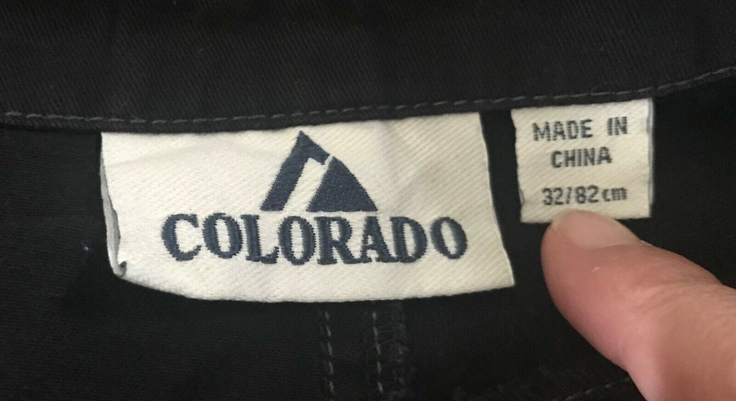 Mens Chinos COLORADO Pants Black Straight Leg Trousers Size W 32 82cm Trousers