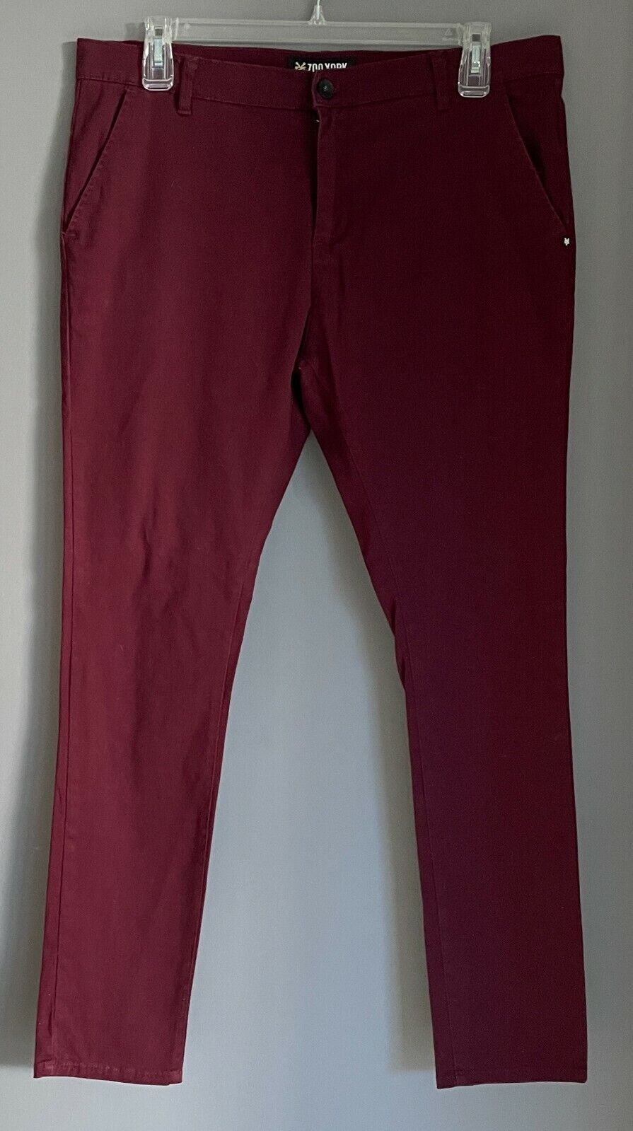 Mens Chinos ZOO YORK "Brooklyn" Pants Burgundy Casual Size 38 Trousers