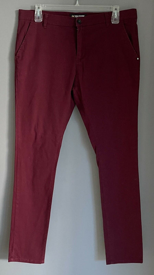 Mens Chinos ZOO YORK "Brooklyn" Pants Burgundy Casual Size 38 Trousers