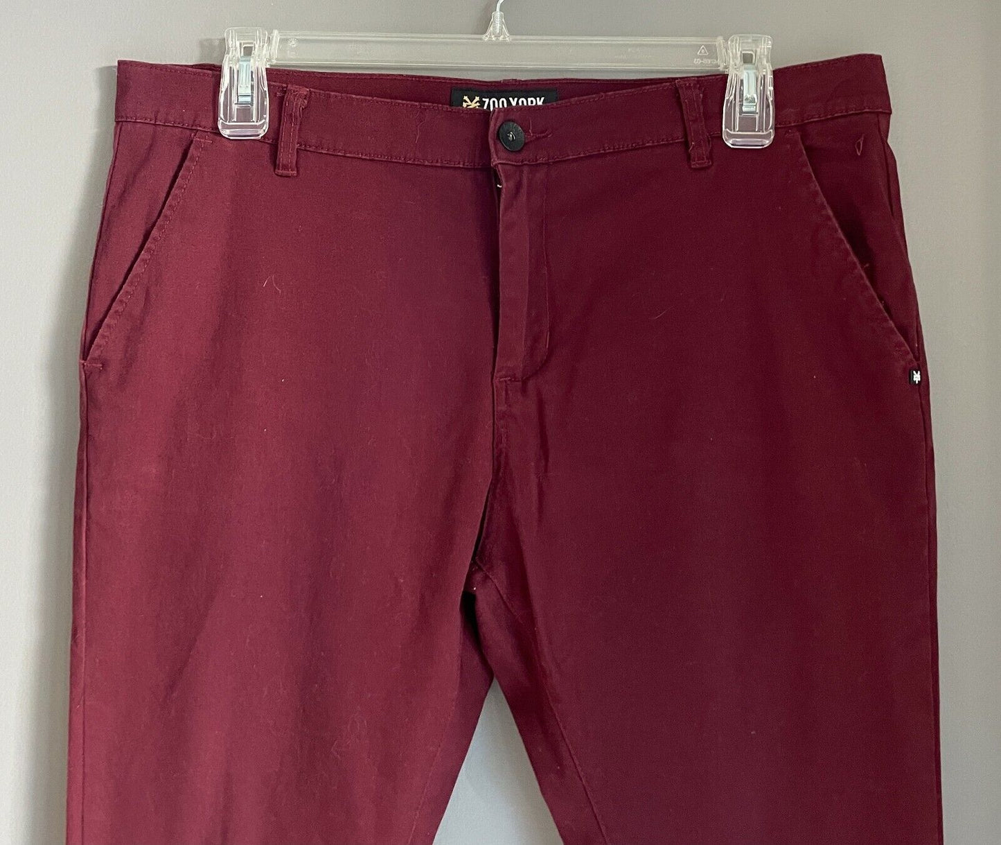 Mens Chinos ZOO YORK "Brooklyn" Pants Burgundy Casual Size 38 Trousers
