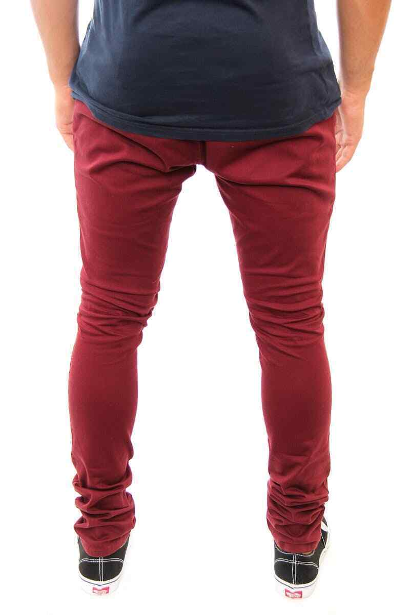 Mens Chinos ZOO YORK "Brooklyn" Pants Burgundy Casual Size 38 Trousers