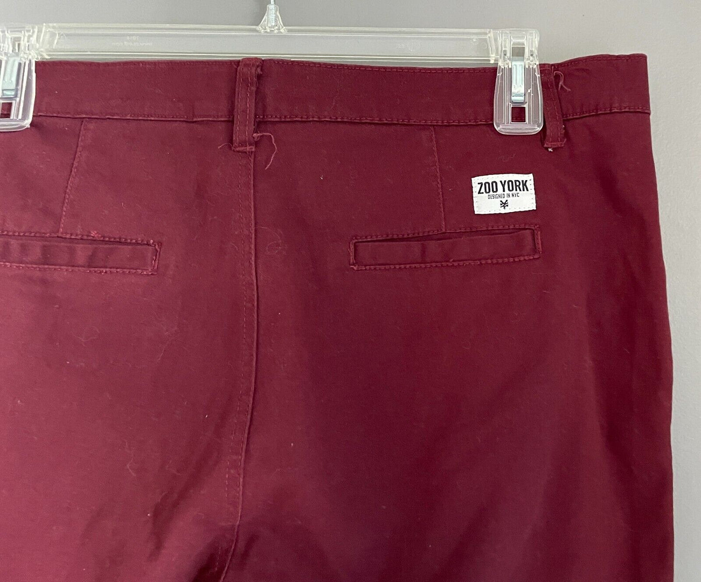 Mens Chinos ZOO YORK "Brooklyn" Pants Burgundy Casual Size 38 Trousers