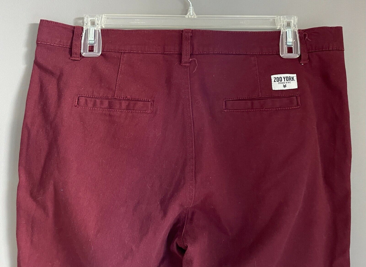 Mens Chinos ZOO YORK "Brooklyn" Pants Burgundy Casual Size 38 Trousers