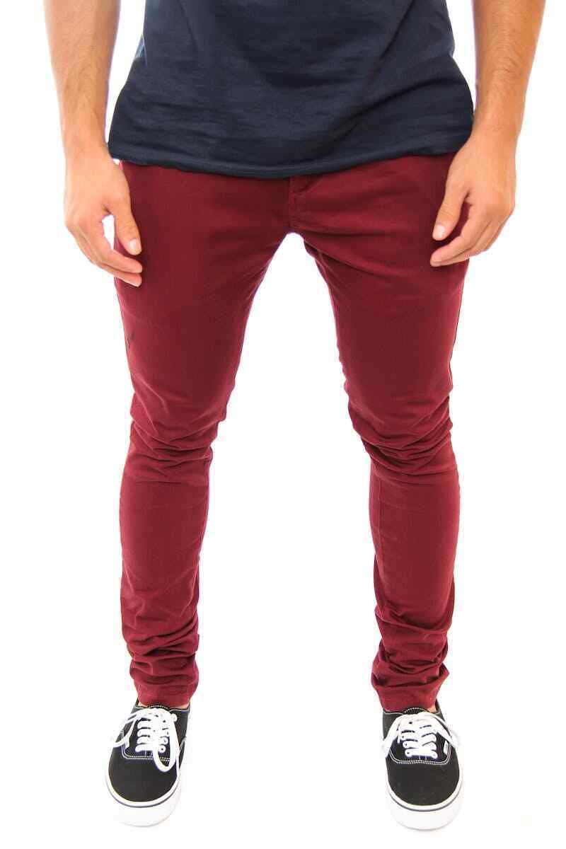 Mens Chinos ZOO YORK "Brooklyn" Pants Burgundy Casual Size 38 Trousers