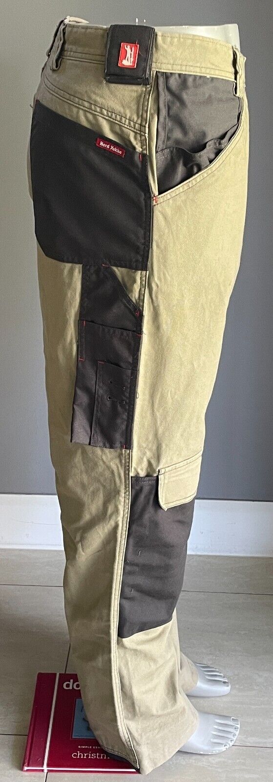 HARD YAKKA Khaki Black Full Length Trousers MeSize 107R Y02902 Cargo Work Pants