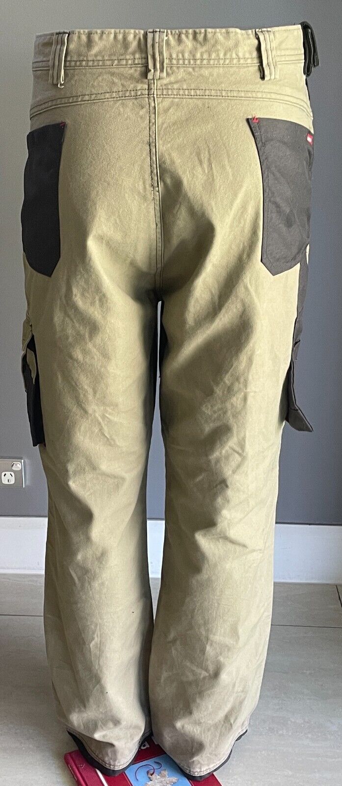 HARD YAKKA Khaki Black Full Length Trousers MeSize 107R Y02902 Cargo Work Pants