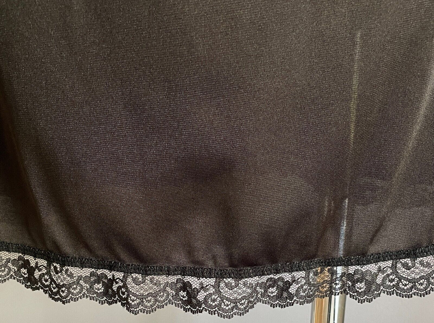Vintage Petticoat Half Slip 1/2 Black Elastic Waist Nylon Fabric Ladies Size 12