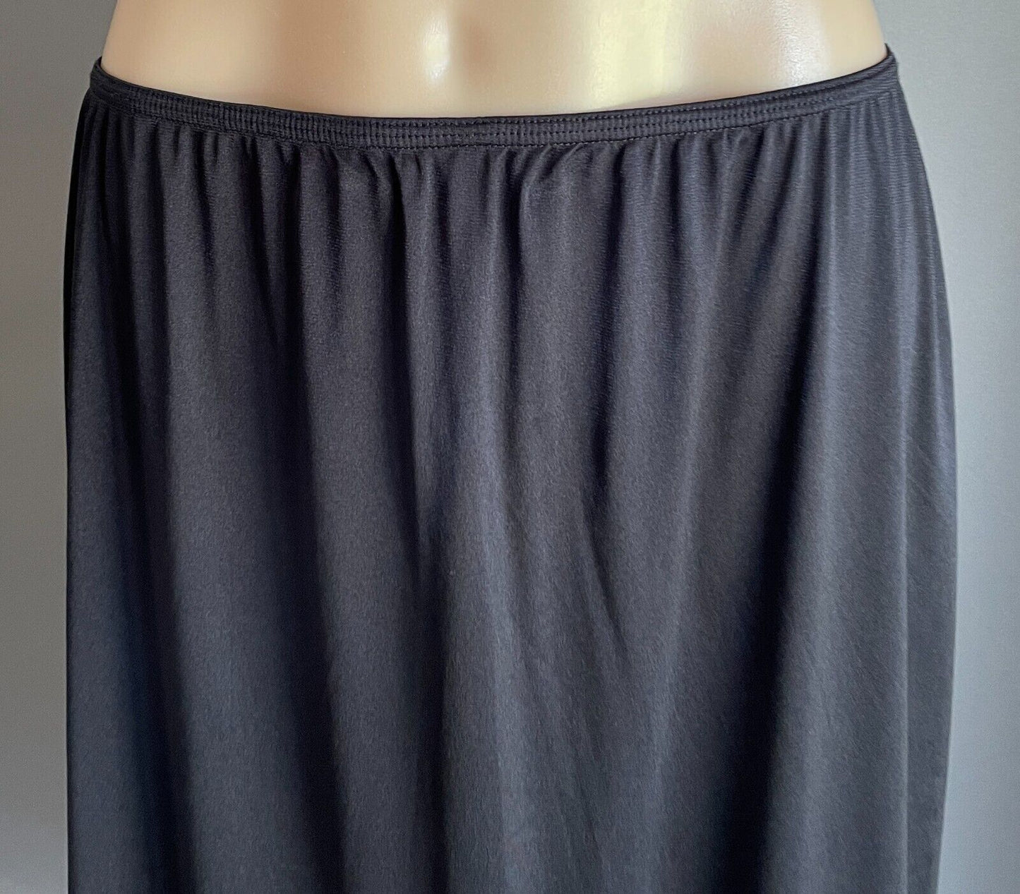 Half Slip Black Vintage Nylon 1/2 Petticoat Elastic Waist Lace Hem Size 14