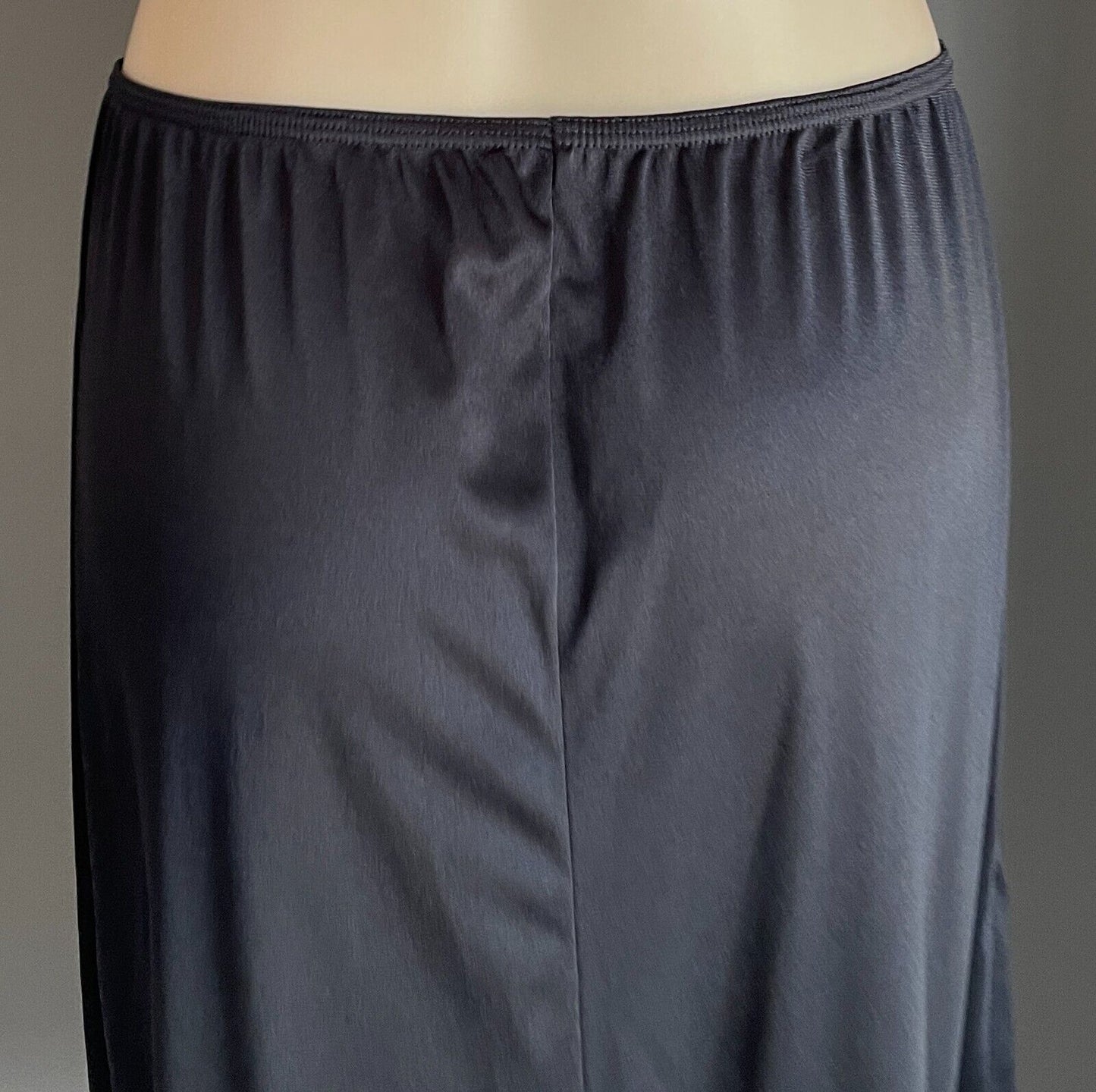 Half Slip Black Vintage Nylon 1/2 Petticoat Elastic Waist Lace Hem Size 14