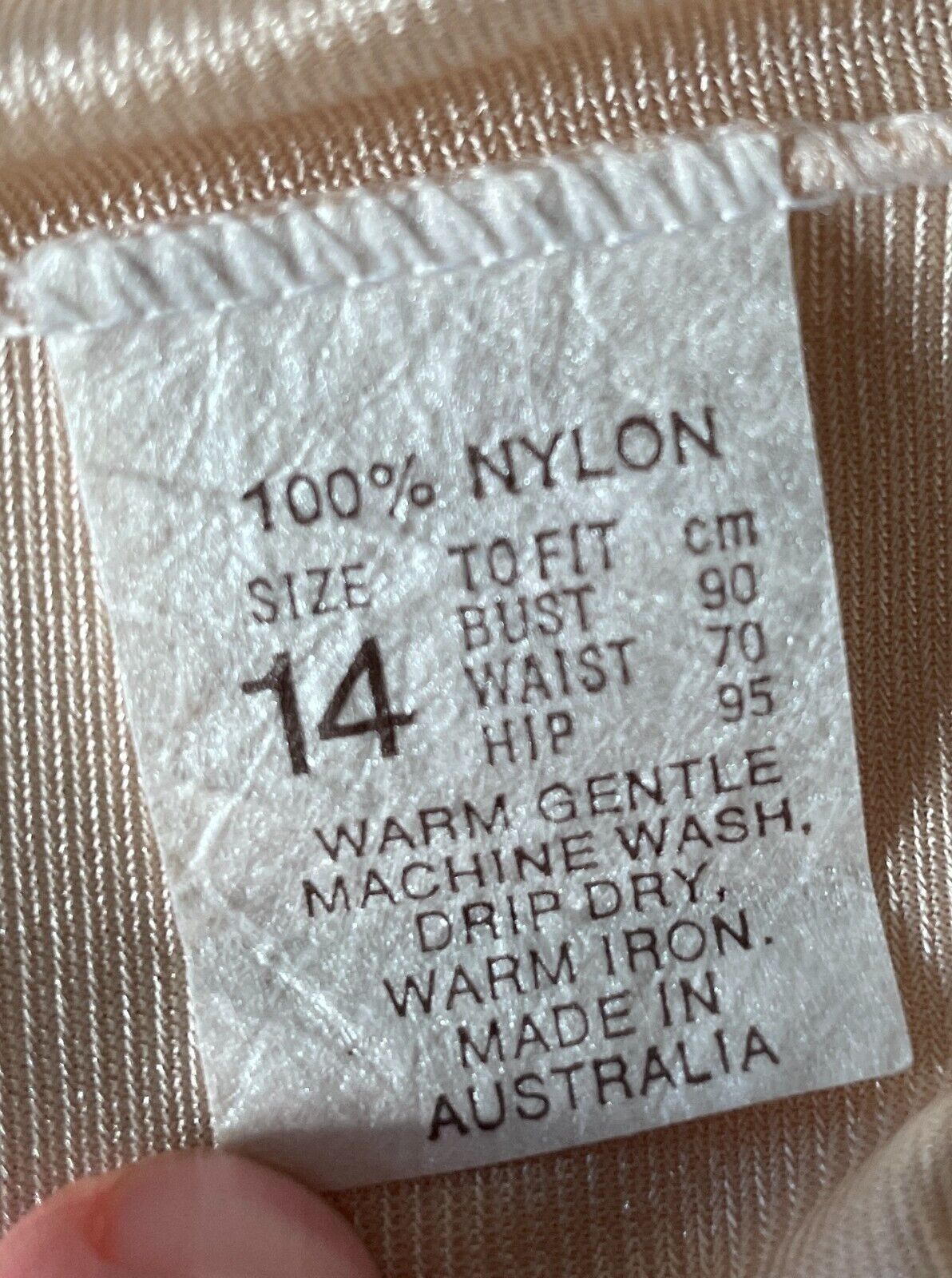 Nylon Half Slip Beige 1/2 Petticoat Elastic Waist Lace Trim Hem Sz 14 Australia