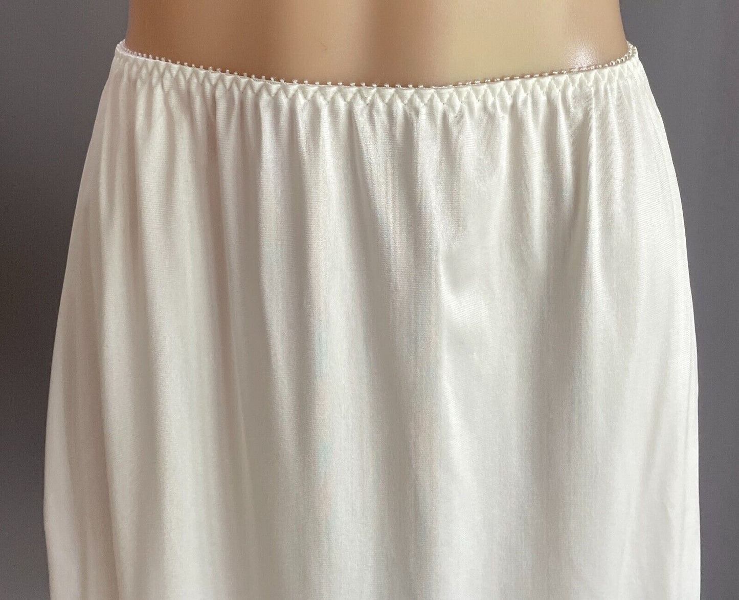 BERLEI Half Slip Off White 1/2 Petticoat Elastic Waist Lace Hem Side Slit Sz  12