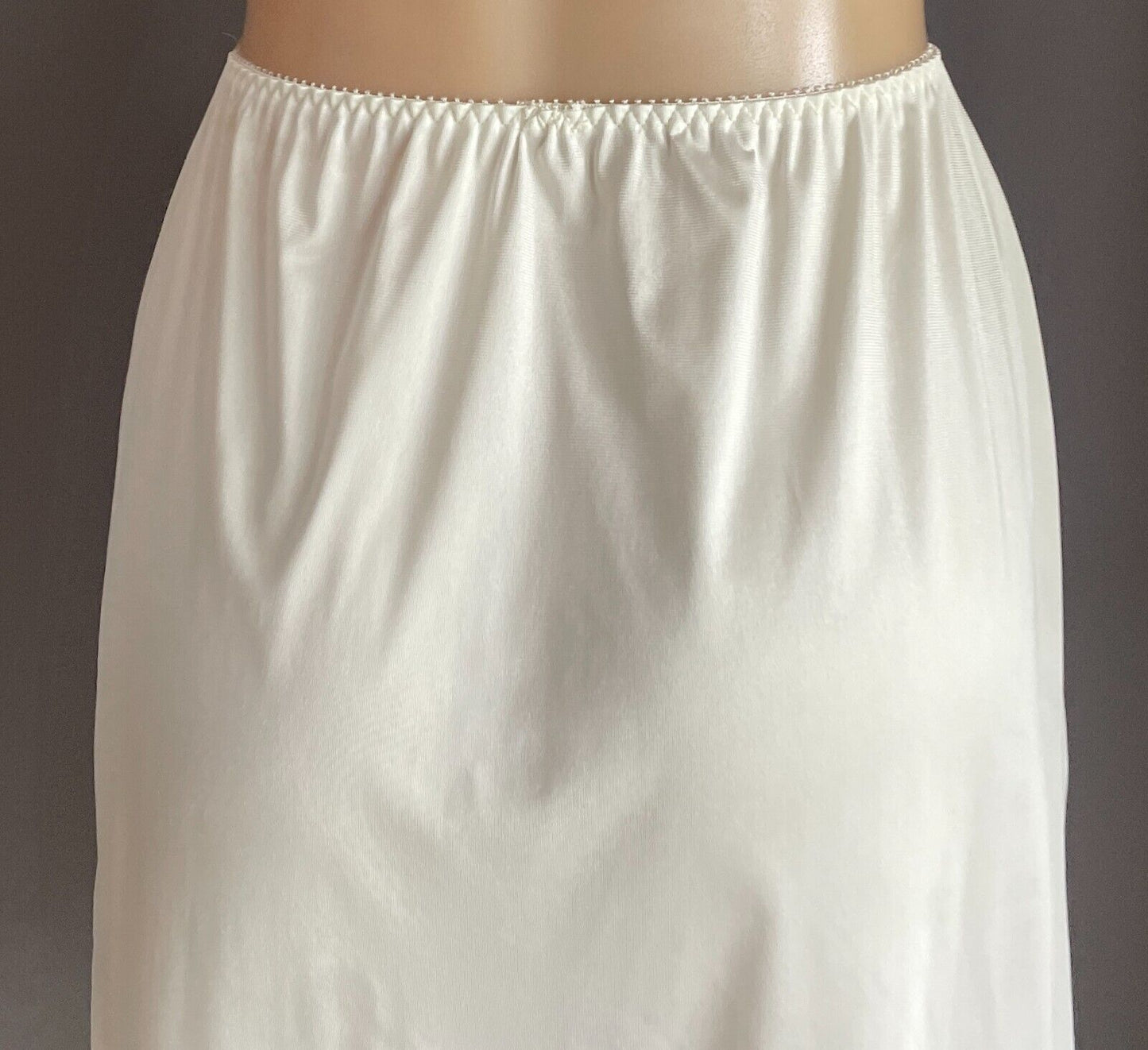 BERLEI Half Slip Off White 1/2 Petticoat Elastic Waist Lace Hem Side Slit Sz  12