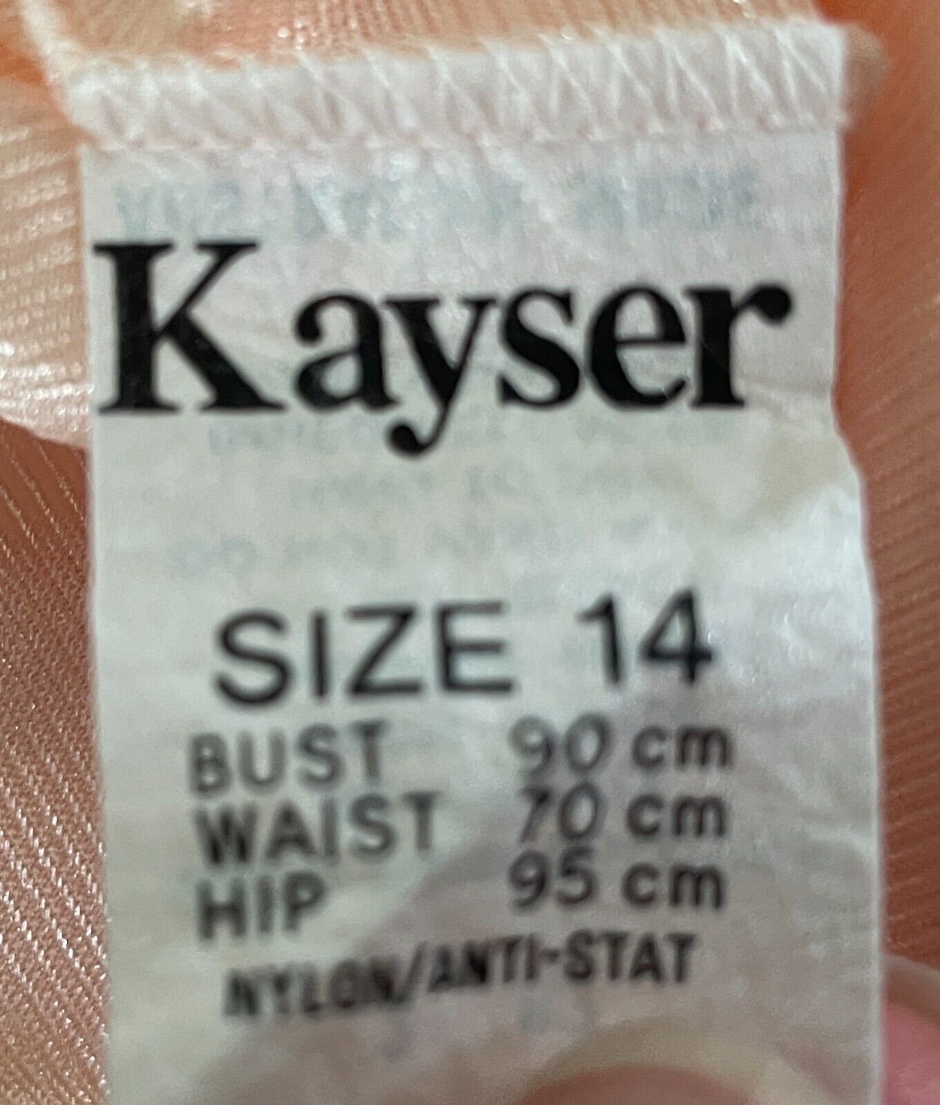 KAYSER Half Slip Petticoat Beige Elastic Waist Anti-Static Nylon Lace Hem Sze 14