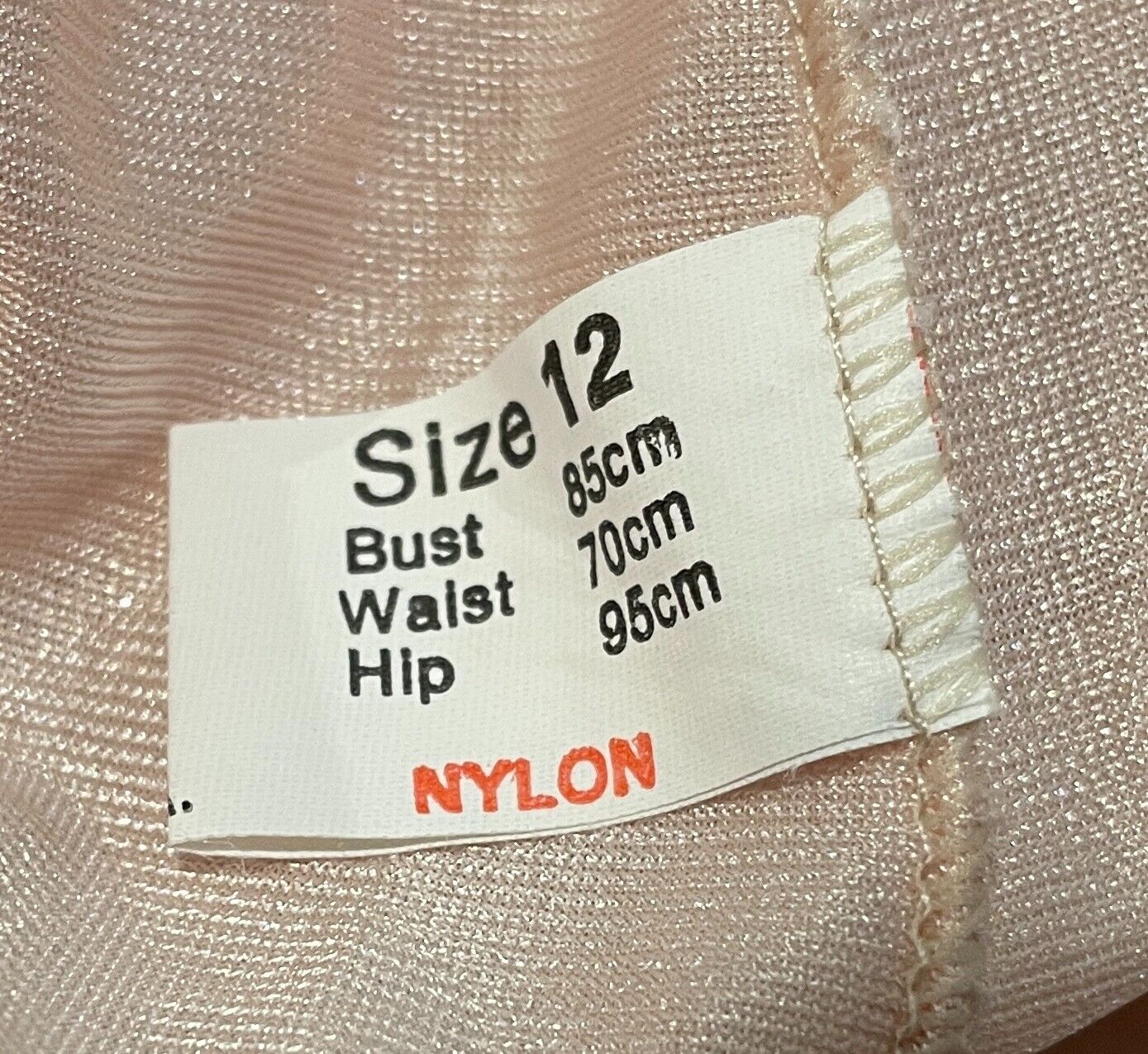 Half Slip Blush Pink 1/2 Petticoat Elastic Waist Lace Trim Hem Size 12