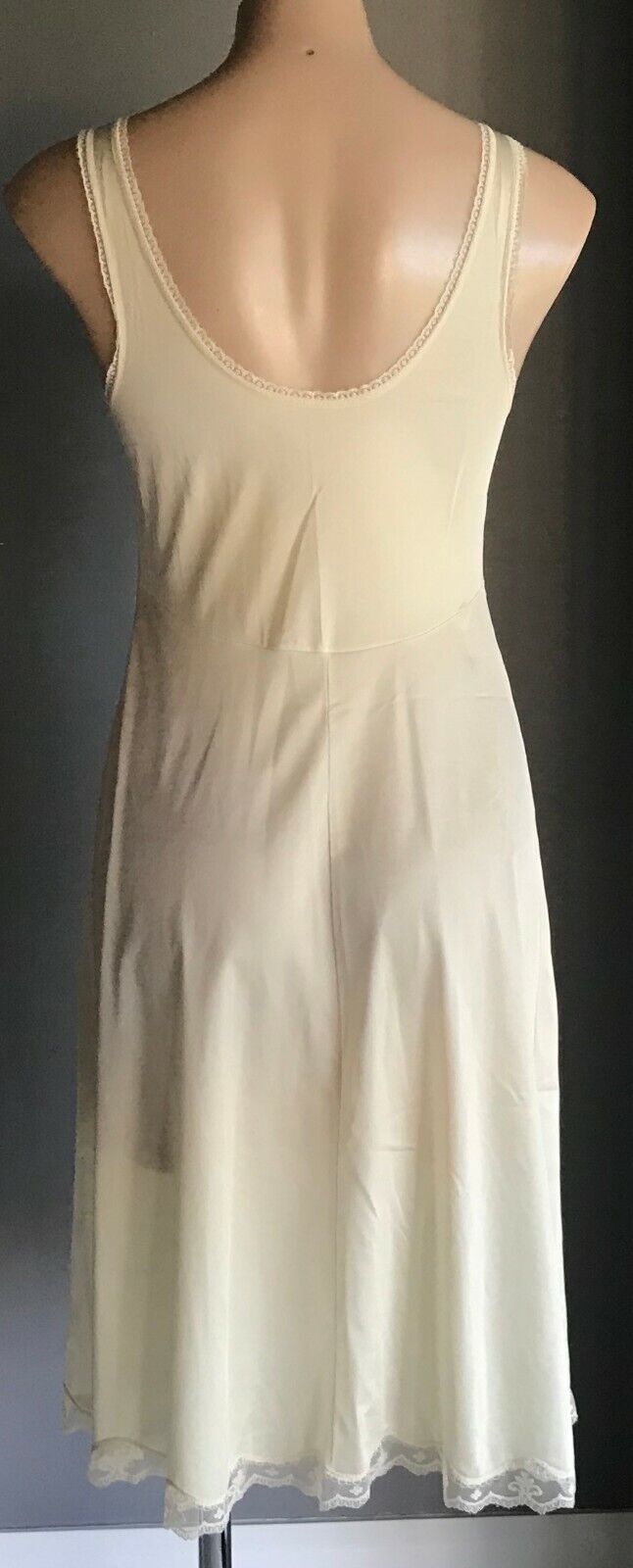 KAYSER Vintage Nylon Petticoat Full Slip Cream Lace Trim Size 12