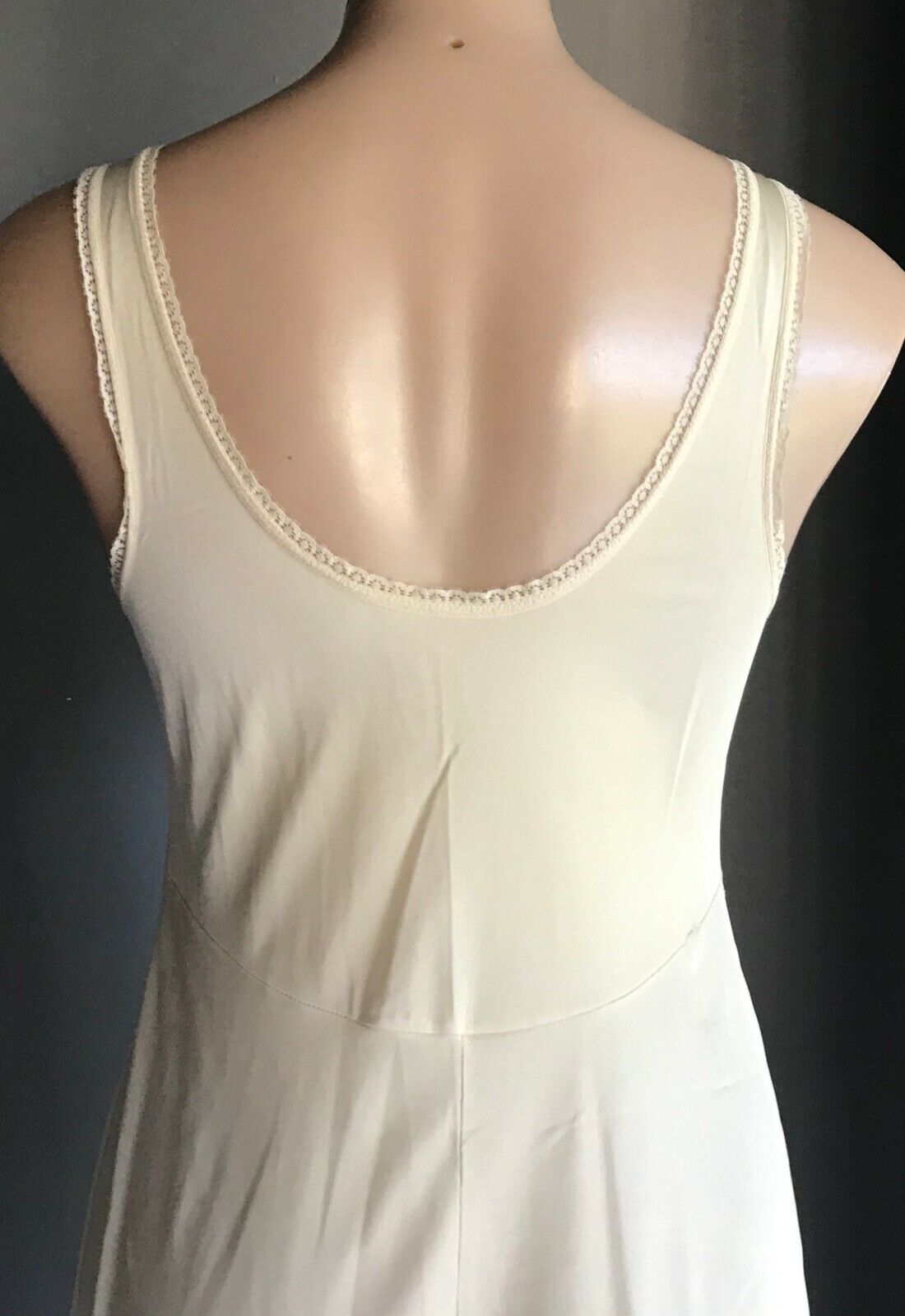 KAYSER Vintage Nylon Petticoat Full Slip Cream Lace Trim Size 12