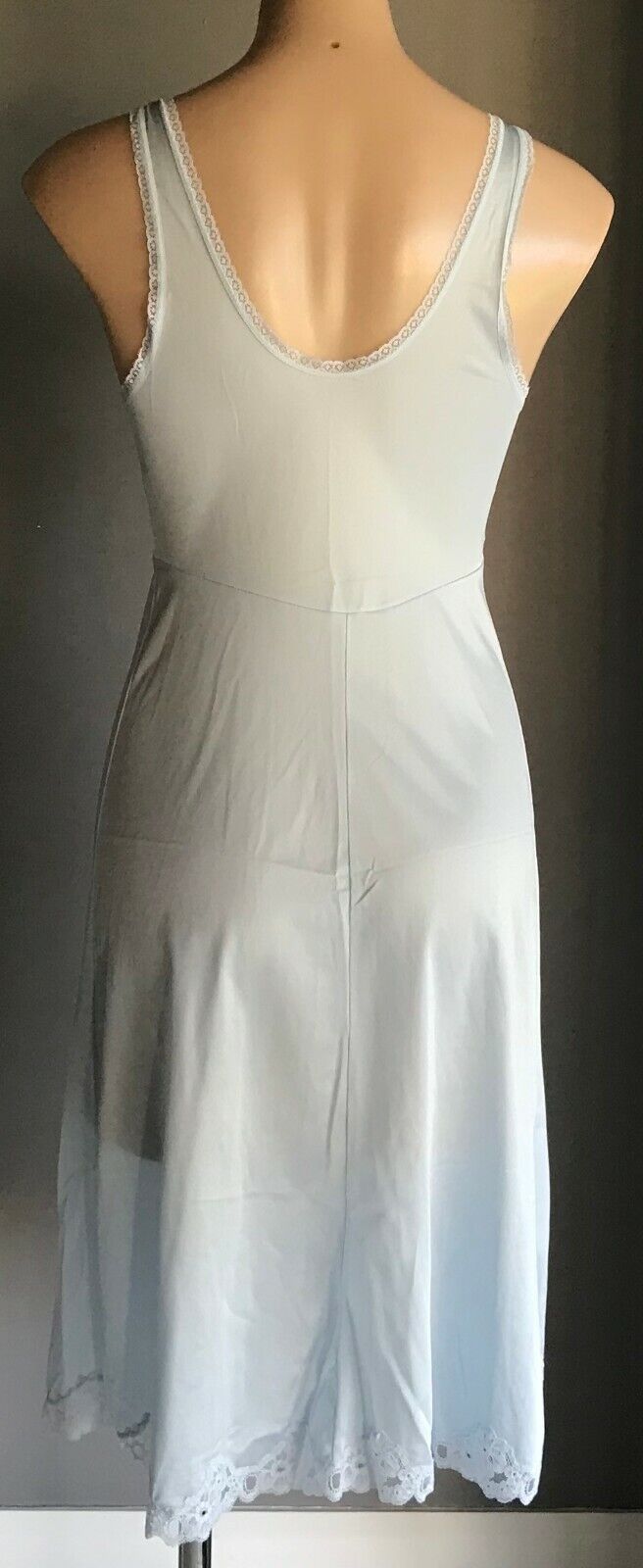 KAYSER Petticoat Vintage Nylon Full Slip BLUE Lace Trim Anti Stat Ladies Size 12