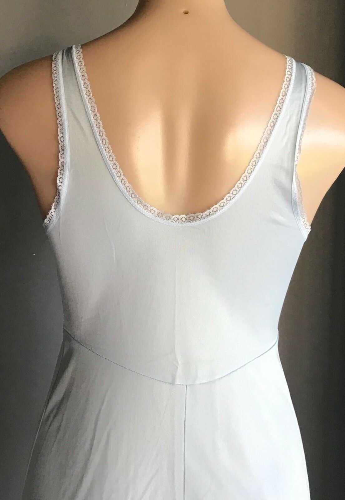 KAYSER Petticoat Vintage Nylon Full Slip BLUE Lace Trim Anti Stat Ladies Size 12