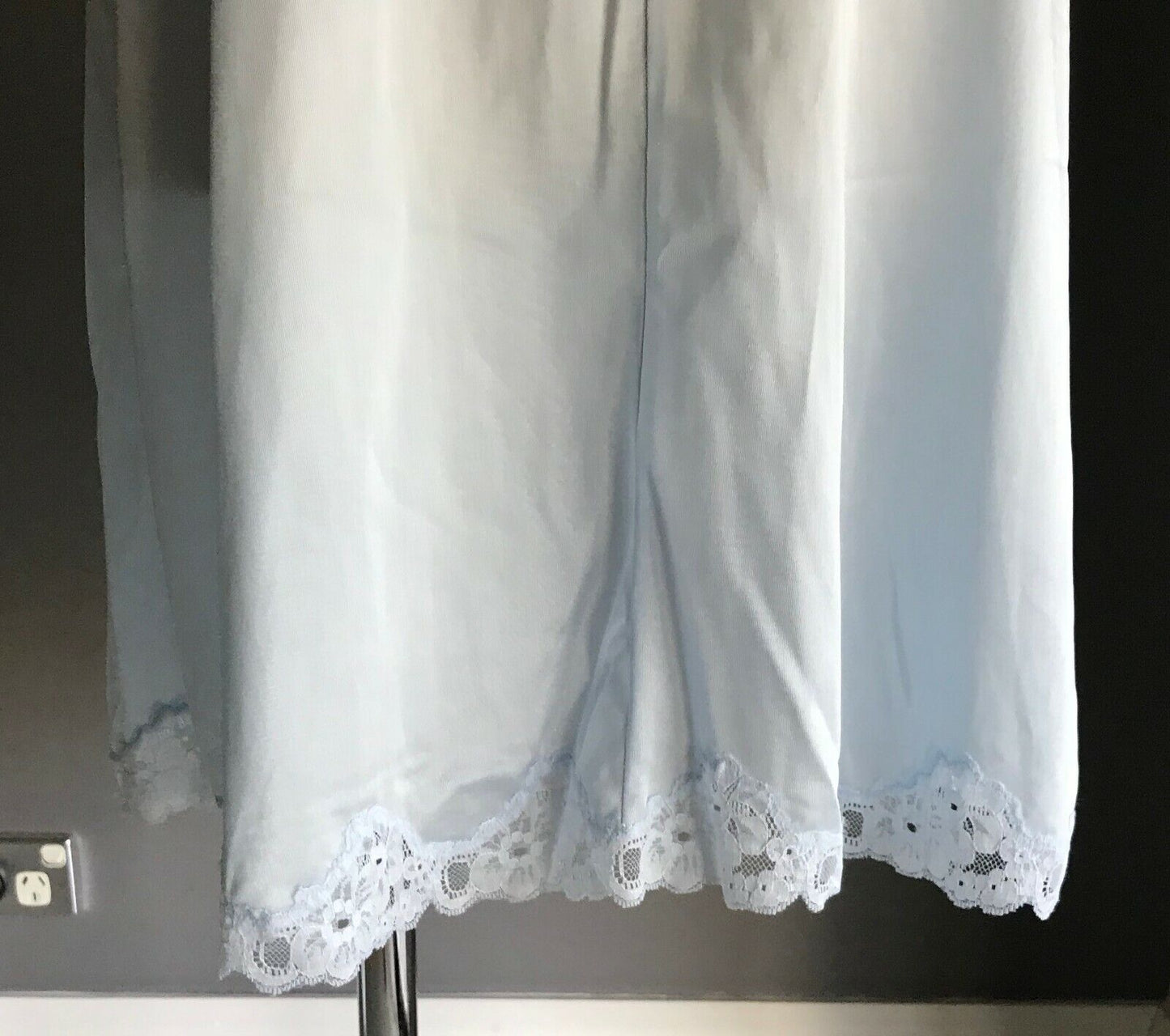 KAYSER Petticoat Vintage Nylon Full Slip BLUE Lace Trim Anti Stat Ladies Size 12