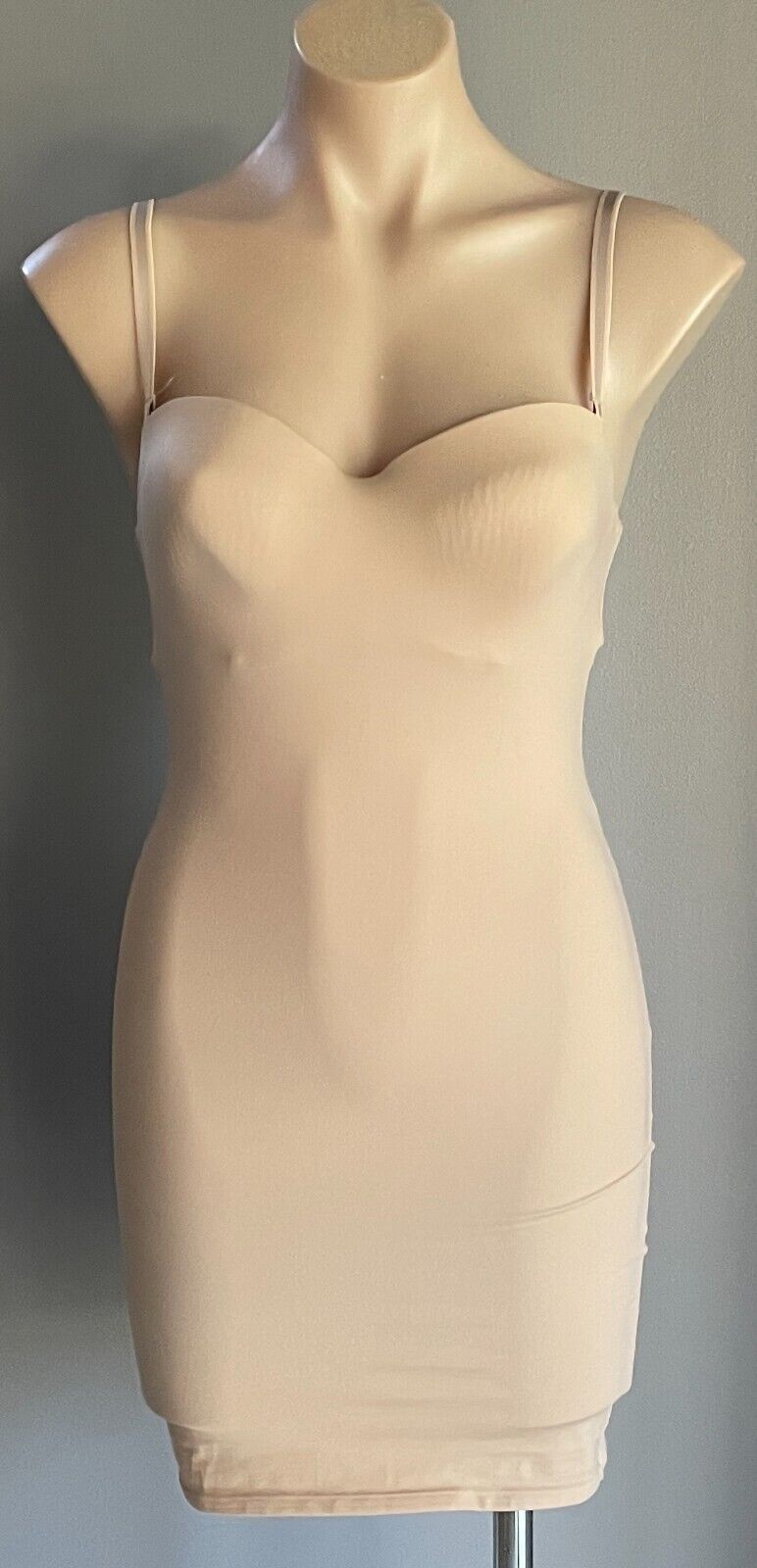 ShapeWear FULL SLIP Natural Tan Seamless Adjustable Removable Strap Torso Sz 12