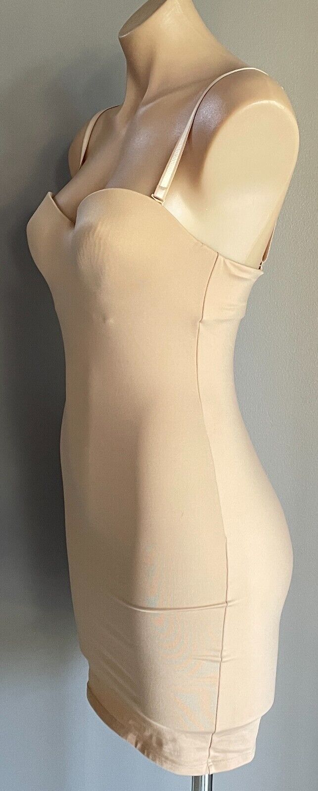 ShapeWear FULL SLIP Natural Tan Seamless Adjustable Removable Strap Torso Sz 12