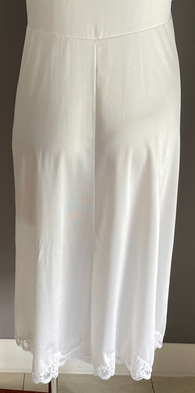 KAYSER Petticoat Nylon Full Slip WHITE Lace Trim Anti Stat Ladies Sze 16  Vintag
