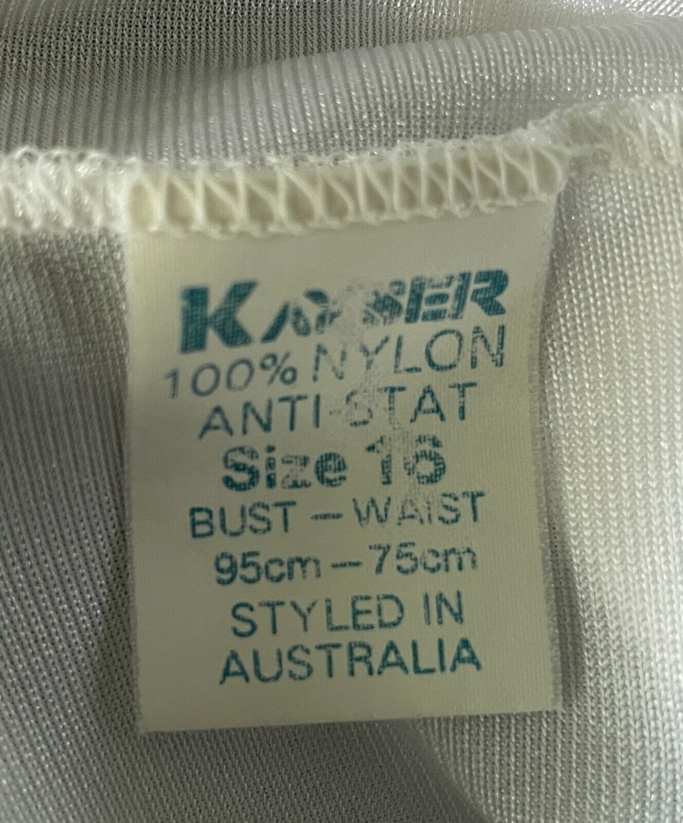 KAYSER Petticoat Nylon Full Slip WHITE Lace Trim Anti Stat Ladies Sze 16  Vintag