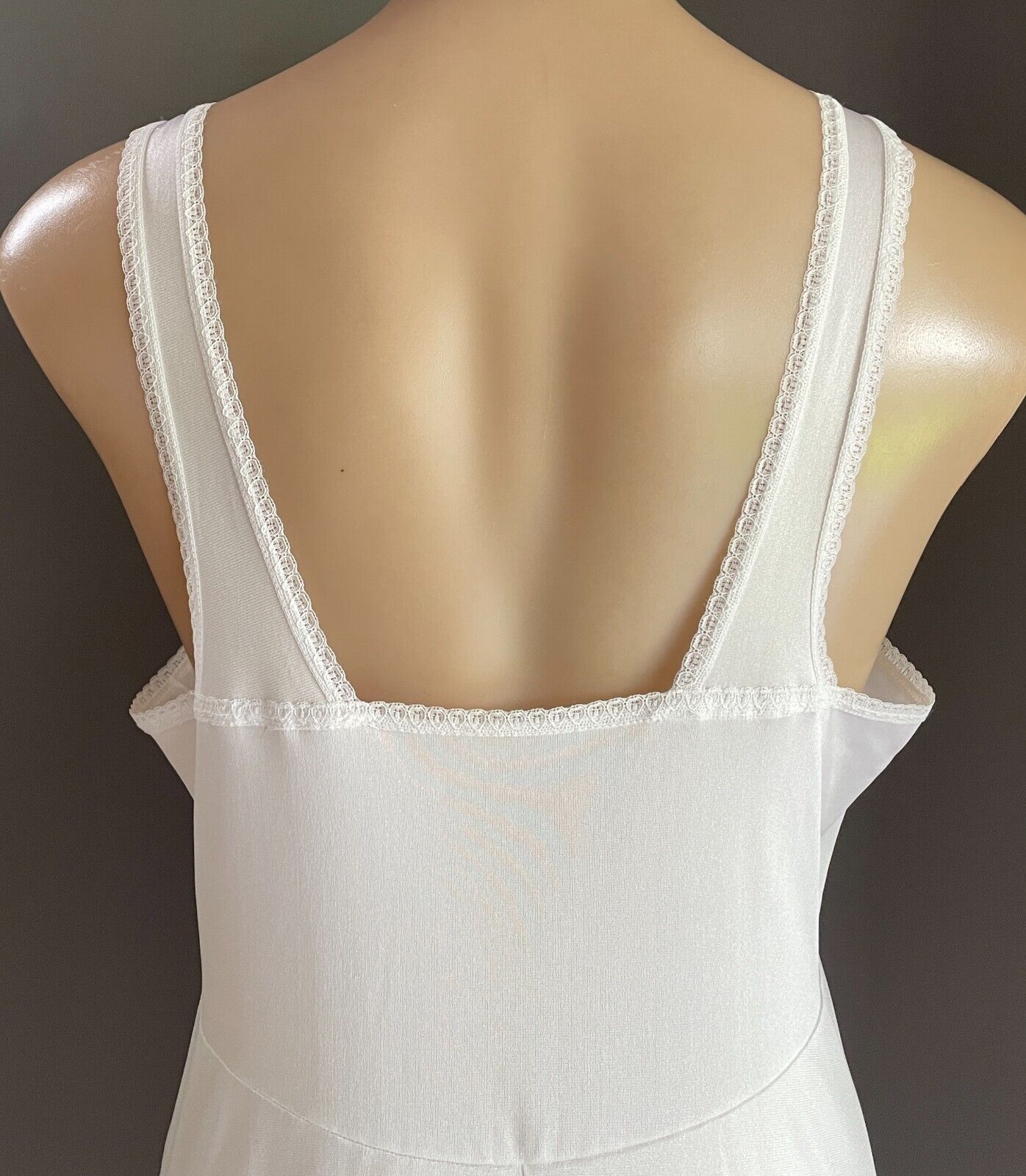 KAYSER Petticoat Nylon Full Slip WHITE Lace Trim Anti Stat Ladies Sze 16  Vintag