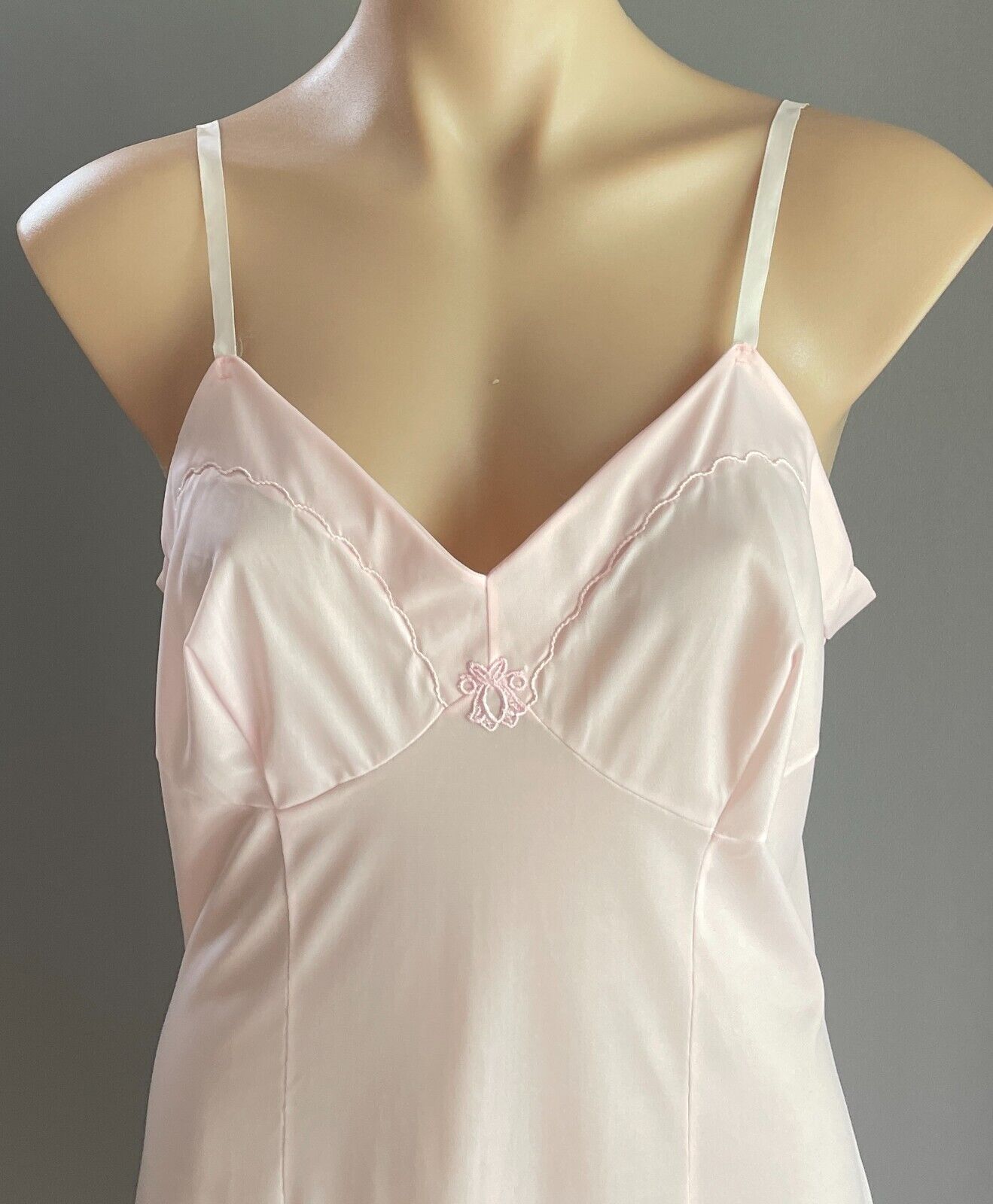 OSTI Petticoat Satin Star Pink Bri-Nylon Embroidered Full Slip Size 14 Vintage