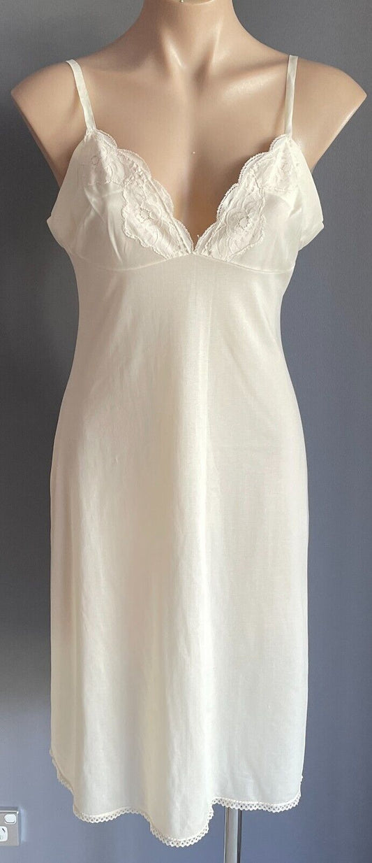 BALMORAL ORIGINAL Petticoat Off White Lace Trim Full Slip Size 14 Vintage