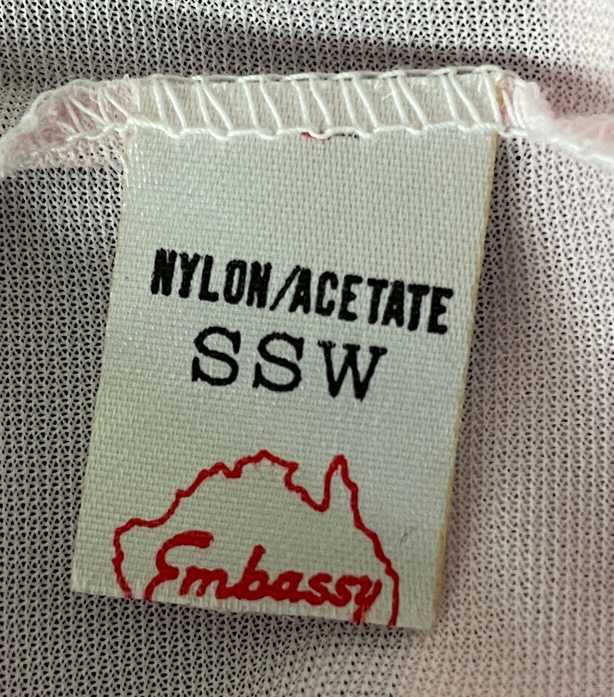 EMBASSY Full Slip Baby Pink Lace Mesh Net Trim Mini Short Length Sz S 8 Vintage