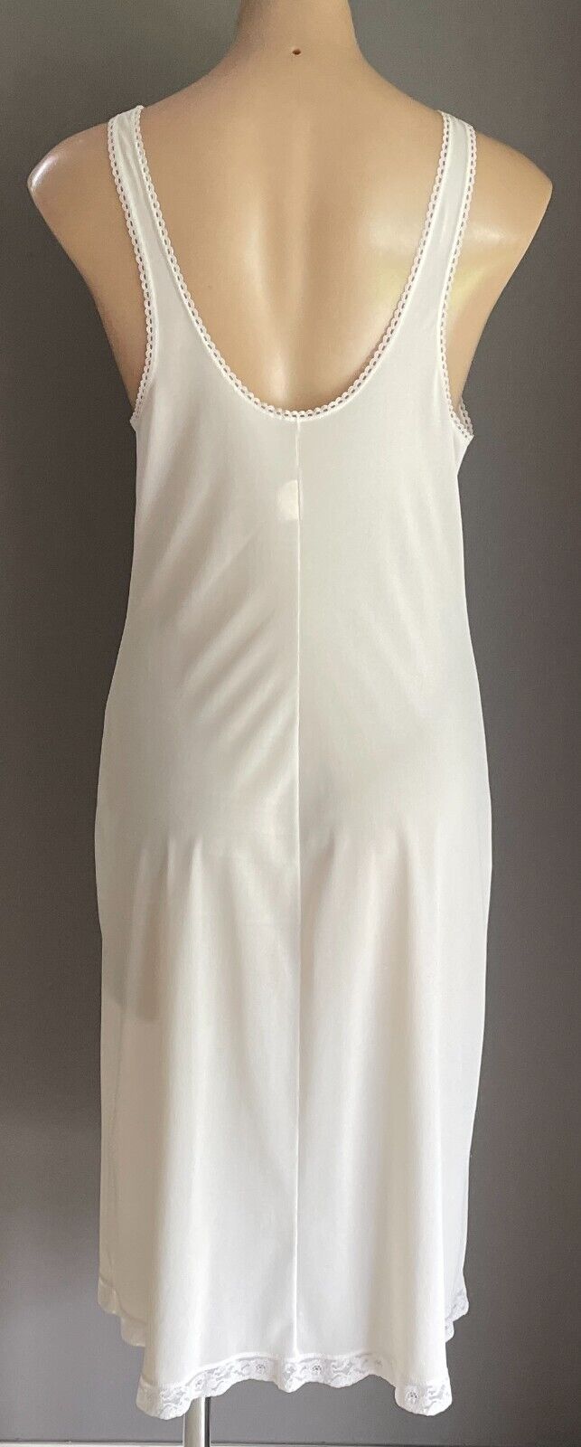 Vintage Nylon Petticoat White Full Slip Lace Trim Ladies Size 12