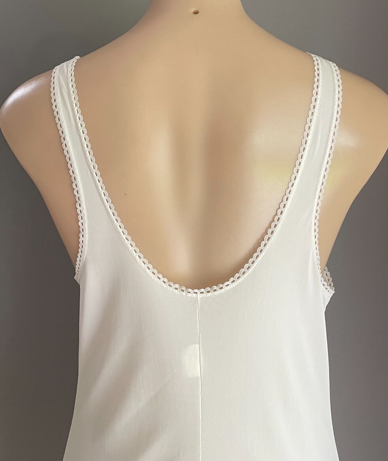 Vintage Nylon Petticoat White Full Slip Lace Trim Ladies Size 12