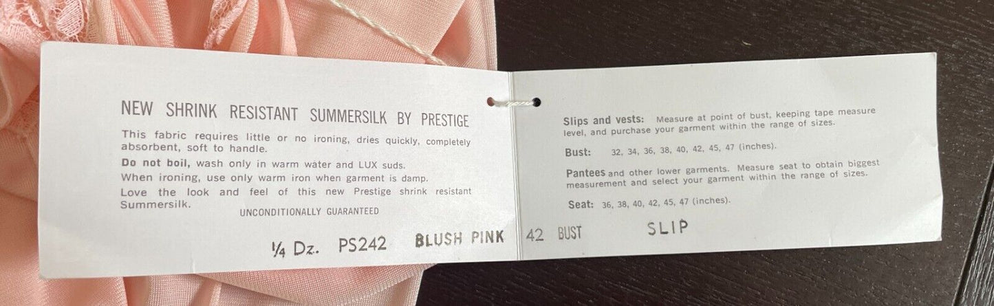PRESTIGE LINGERIE Summersilk Petticoat Blush Pink Full Slip Size 14 NEW Vintage