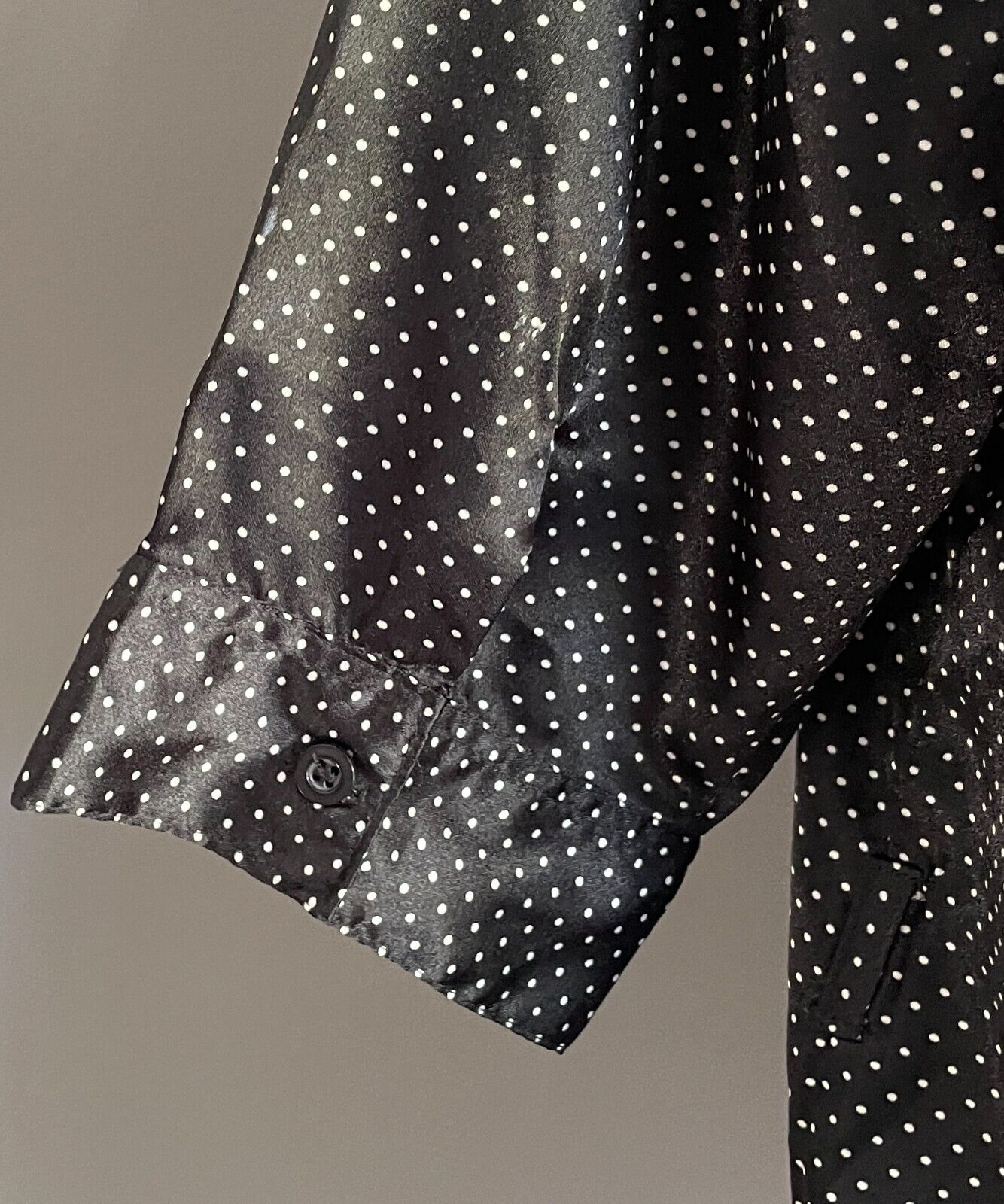 COLE LADIES Black/White Polka Dot Ruffle Trim Short Sleeve Shirt/Blouse Size XXL