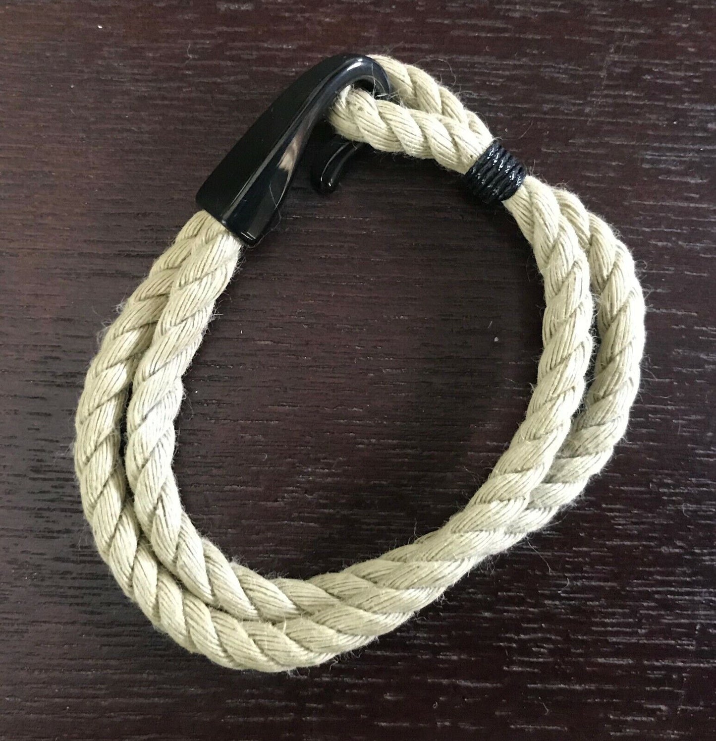 Rope Bracelet LORD EDWARD Nautical Pale Khaki Green Black Metal Hook Decor NEW