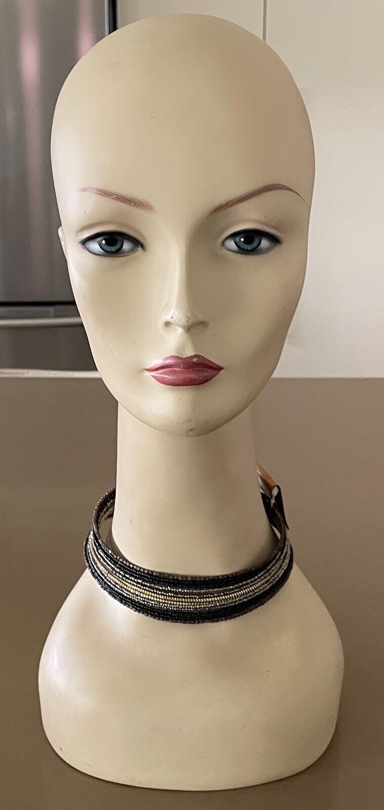 TREE OF LIFE Brown Gold Silver Black Bead Multi Strand Choker - NEW