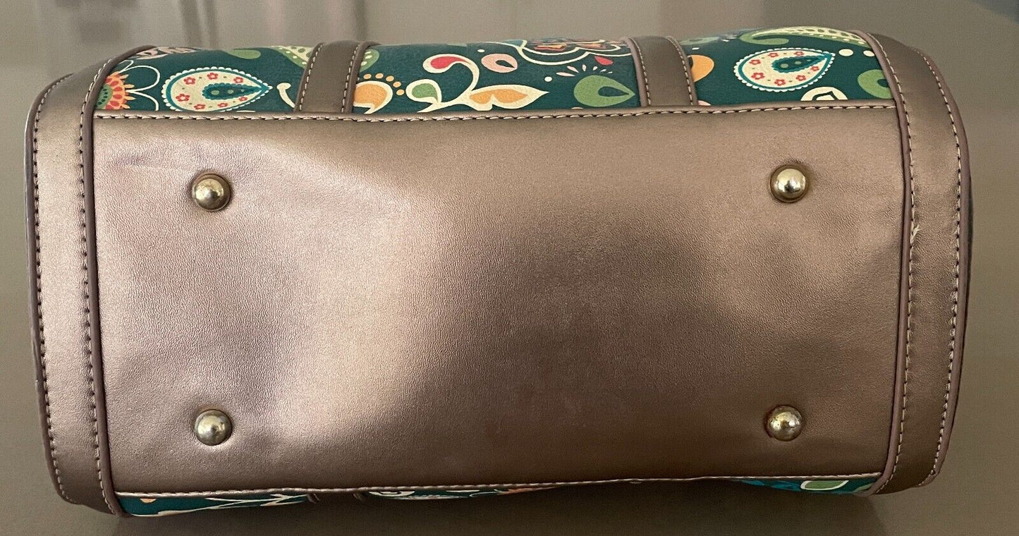 Barrel Bag Bright Multicolour Print Pleather Double Handle - Handbag Unique!