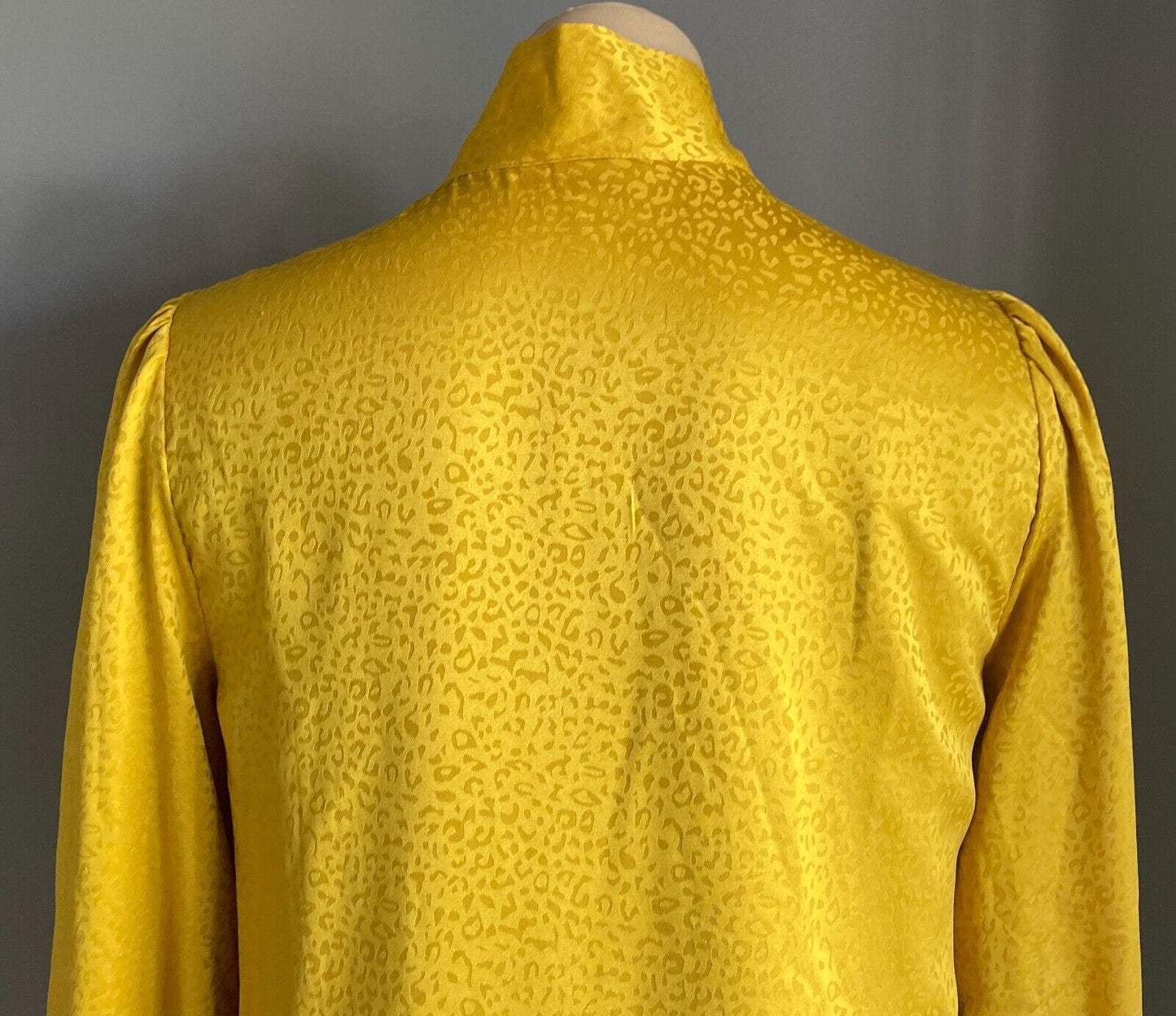 KAREN WALKER HI THERE Drop Waist Dress Mustard Cheetah Jacquard Neck Tie Sz 8 11