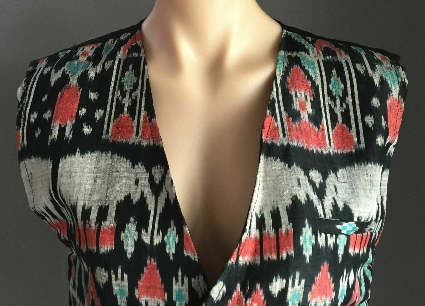 Vtg 80s PATRICIA NAENNA Thai Silk Astract Silk Screen Sleeveless Vest Size S 10