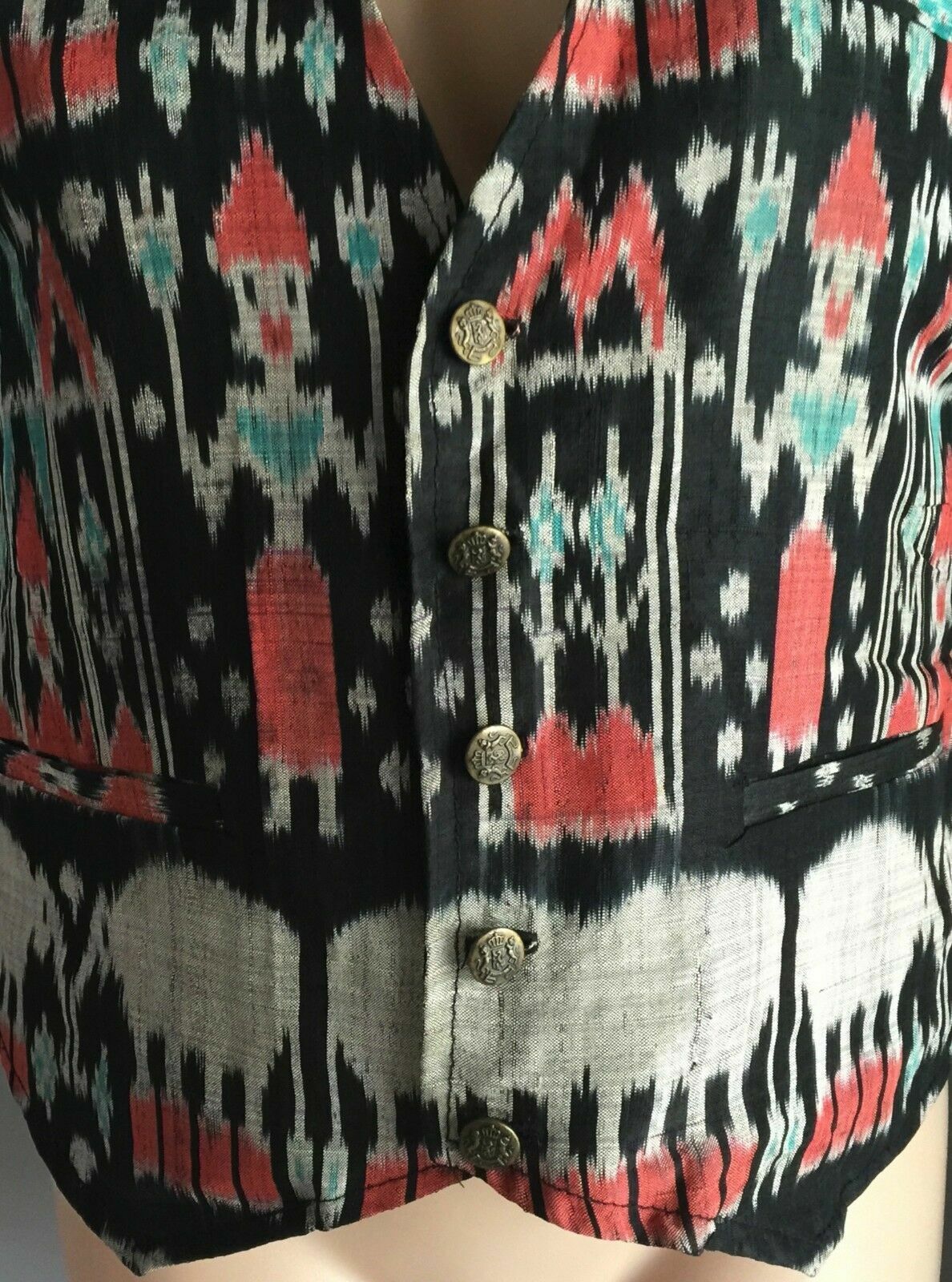 Vtg 80s PATRICIA NAENNA Thai Silk Astract Silk Screen Sleeveless Vest Size S 10