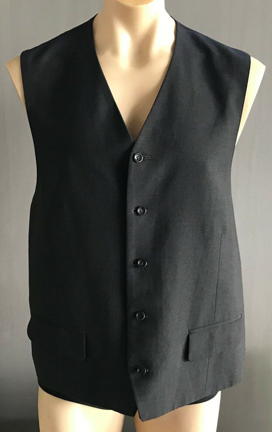Mens Waistcoat TROJACO Vest Grey & White Pinstripe Size 44 111cm Chest Business