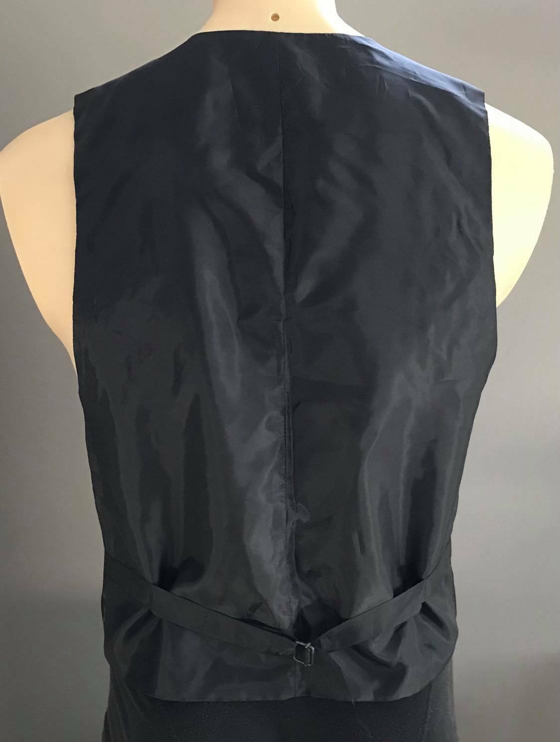 Mens Waistcoat MALCOLM Vest Black Paisley Brocade Print Size 38 Chest 98cm