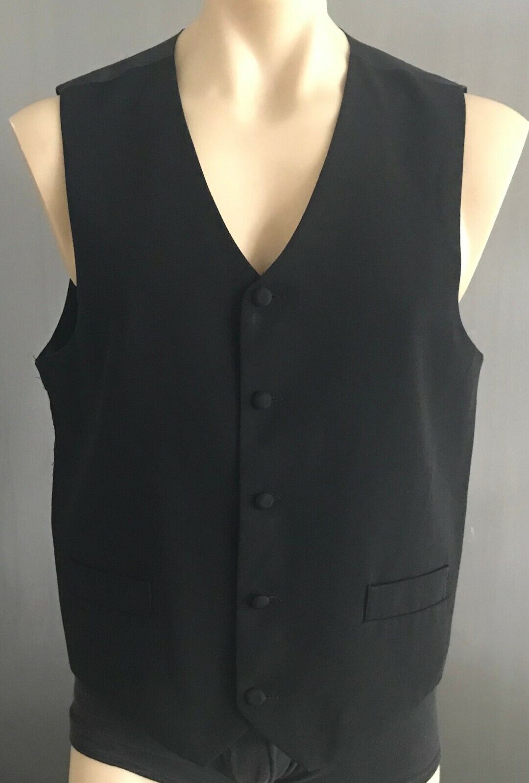 ROGUE Vest Mens Waistcoat 1980's Black Size M Chest 108cm Retro