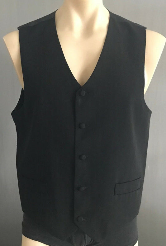 ROGUE Vest Mens Waistcoat 1980's Black Size M Chest 108cm Retro
